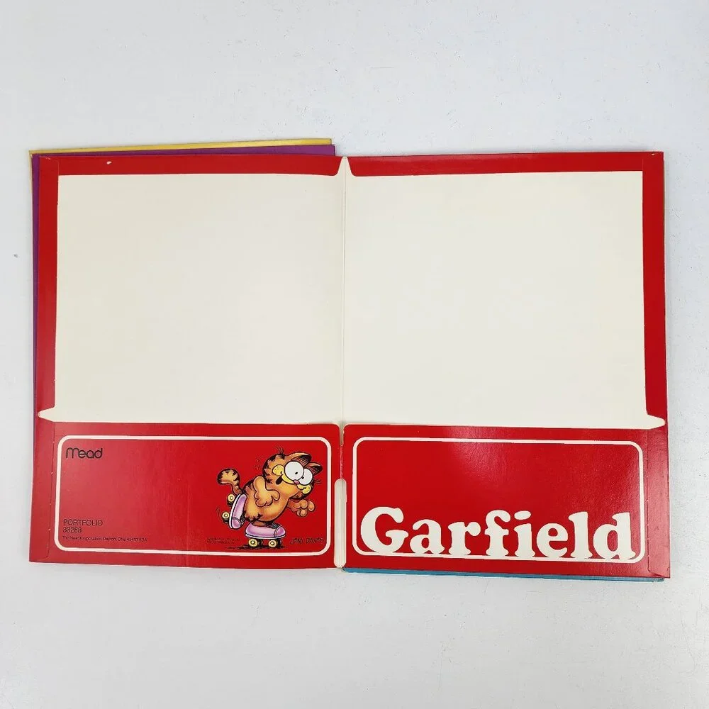 Lot of 5 Vtg 1978 80s Mead Portfolio 3328 Garfield the Cat & Odie Dog Folders